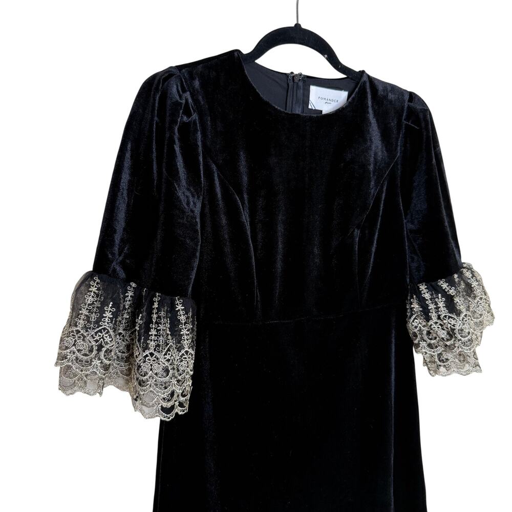 NEW Tuckernuck Pomander Place Black Velvet Lillith Dress Maxi Lace Small $228 - Picture 3 of 4